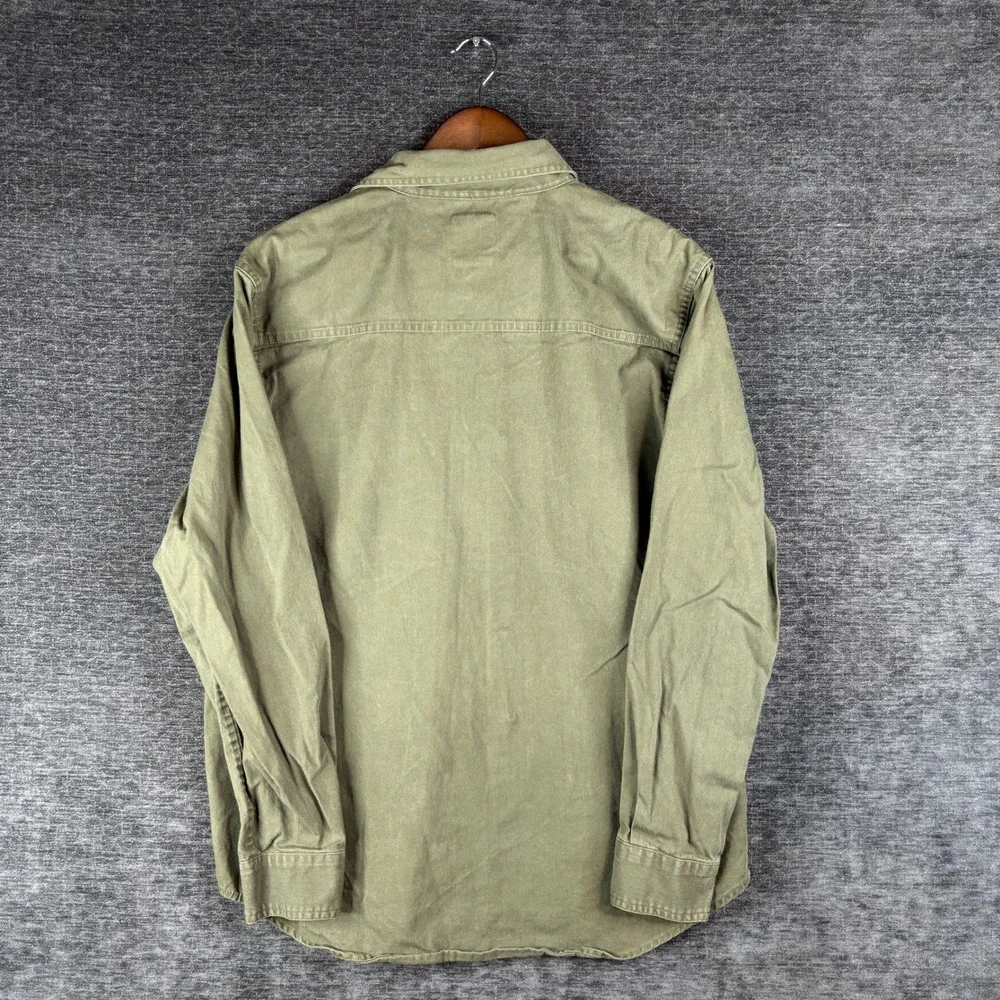 Levis Mens Large Olive Green Cotton Long Sleeve Button Up Shirt Western Casual